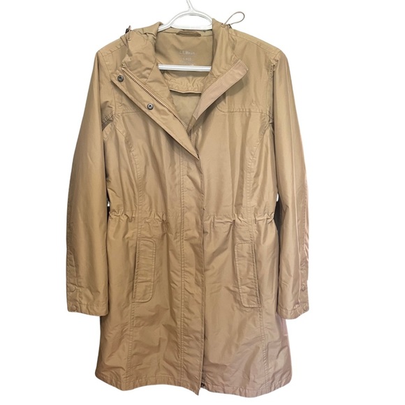 L.L. Bean Women's Tan Raincoat Sz S H2OFF Removable Lining - Picture 1 of 16